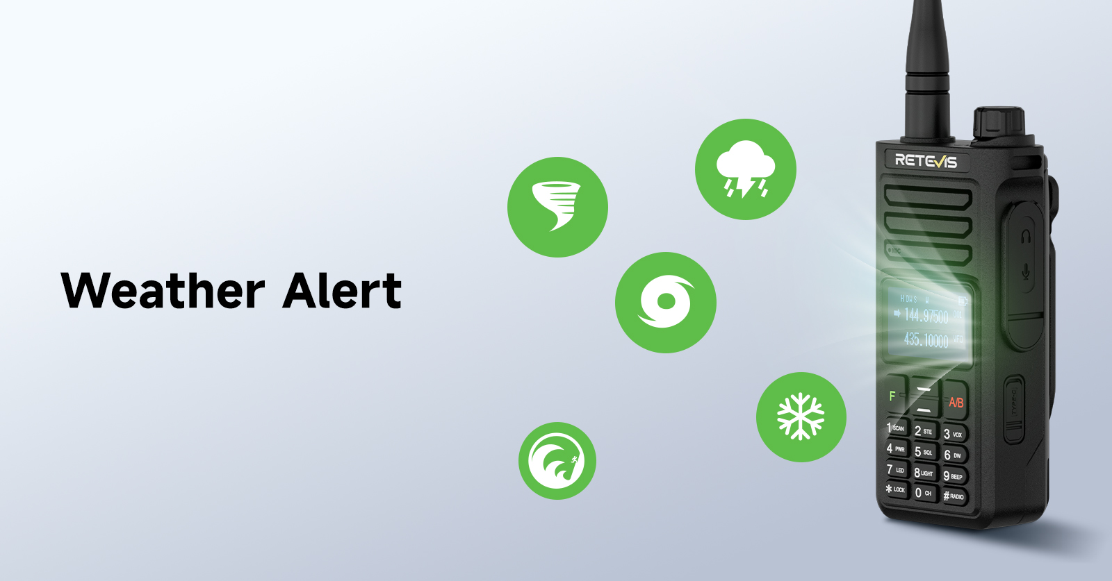 Retevis RA89R with NOAA weather alert