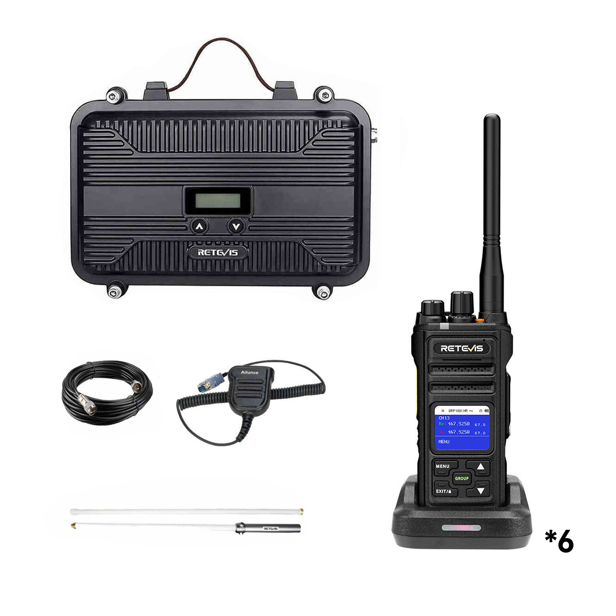 10 Miles Radio Communication Kit: RT97S GMRS Repeater & NR30S Handheld Radio