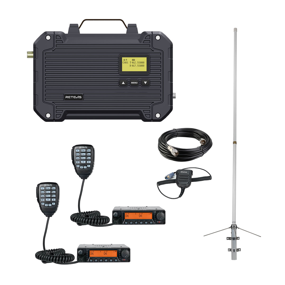 Retevis GMRS 40-Watt Radios RA87 and High Power Waterproof Repeater RT97L Bundle
