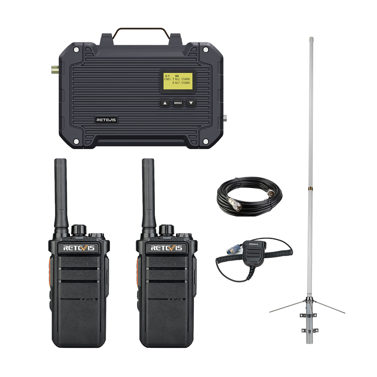 Retevis RT97L 25W GMRS Repeater Kit with RB26 Handheld Radio