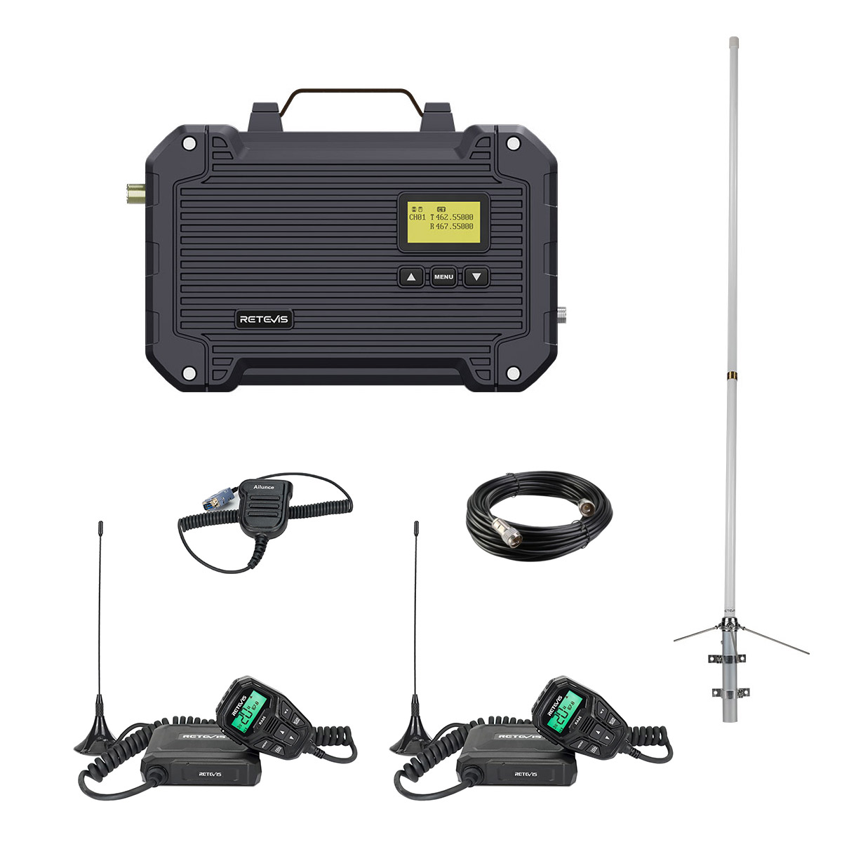 Retevis GMRS Radios RA86 and High power Waterproof Repeater RT97L Bundle