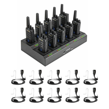 Retevis RT68H FRS Radio 10 Packs with Earpieces and 10-Way Charger | License-Free | Compact Design | 1200mAh Battery | Rugged Construction