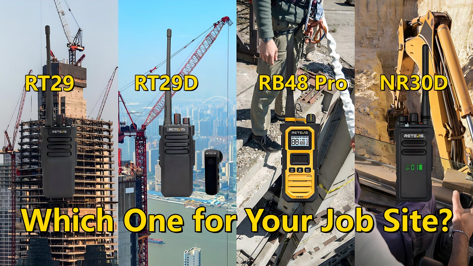 Which Retevis Radio is Right for Your Construction Site? RT29 vs RT29D vs RB48 Pro vs NR30D