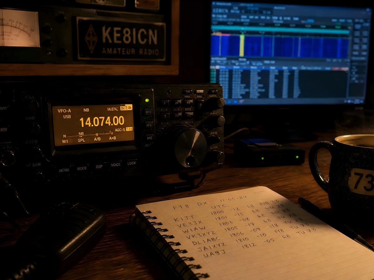 Ham walkie talkie radio on the desk