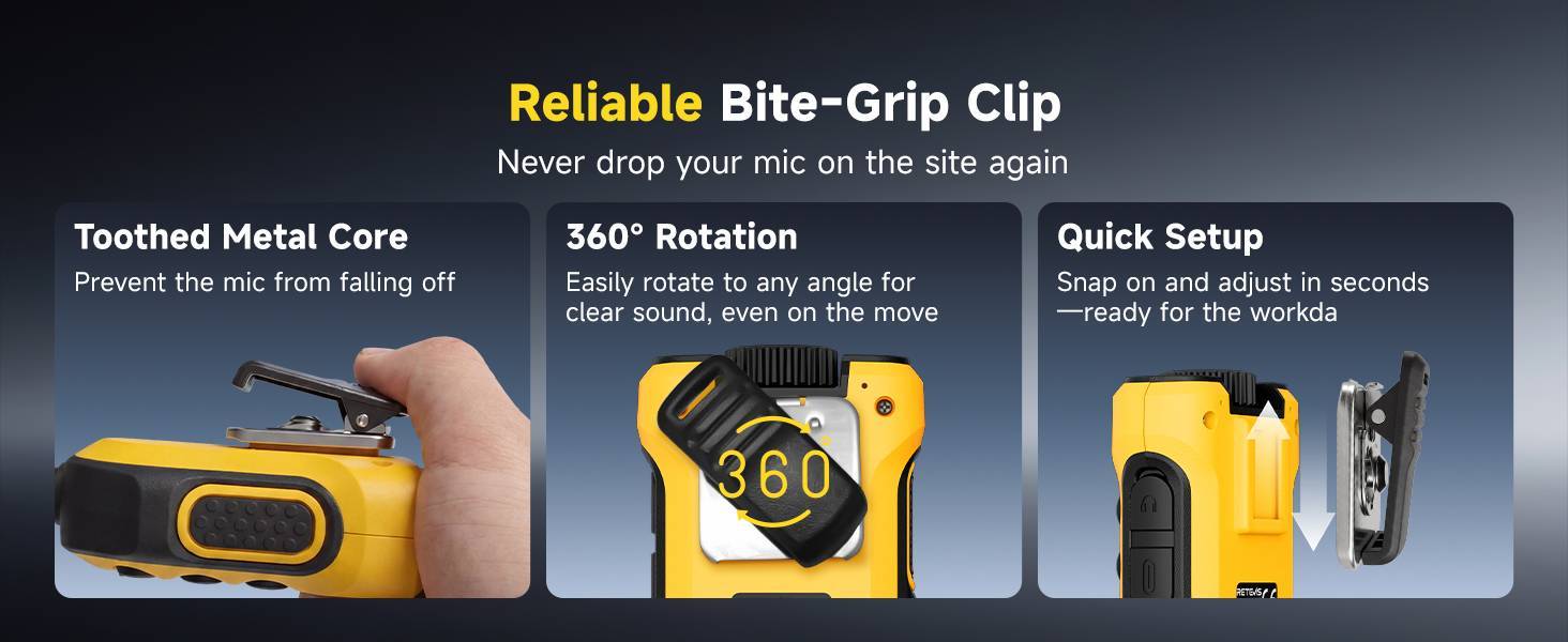 H012S IP67 Speaker Mic with 360° Rotating Back Clip