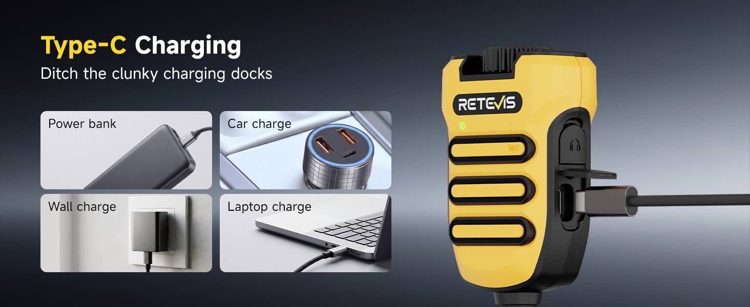 H012S IP67 Speaker Mic with Convenient Type-C Charging
