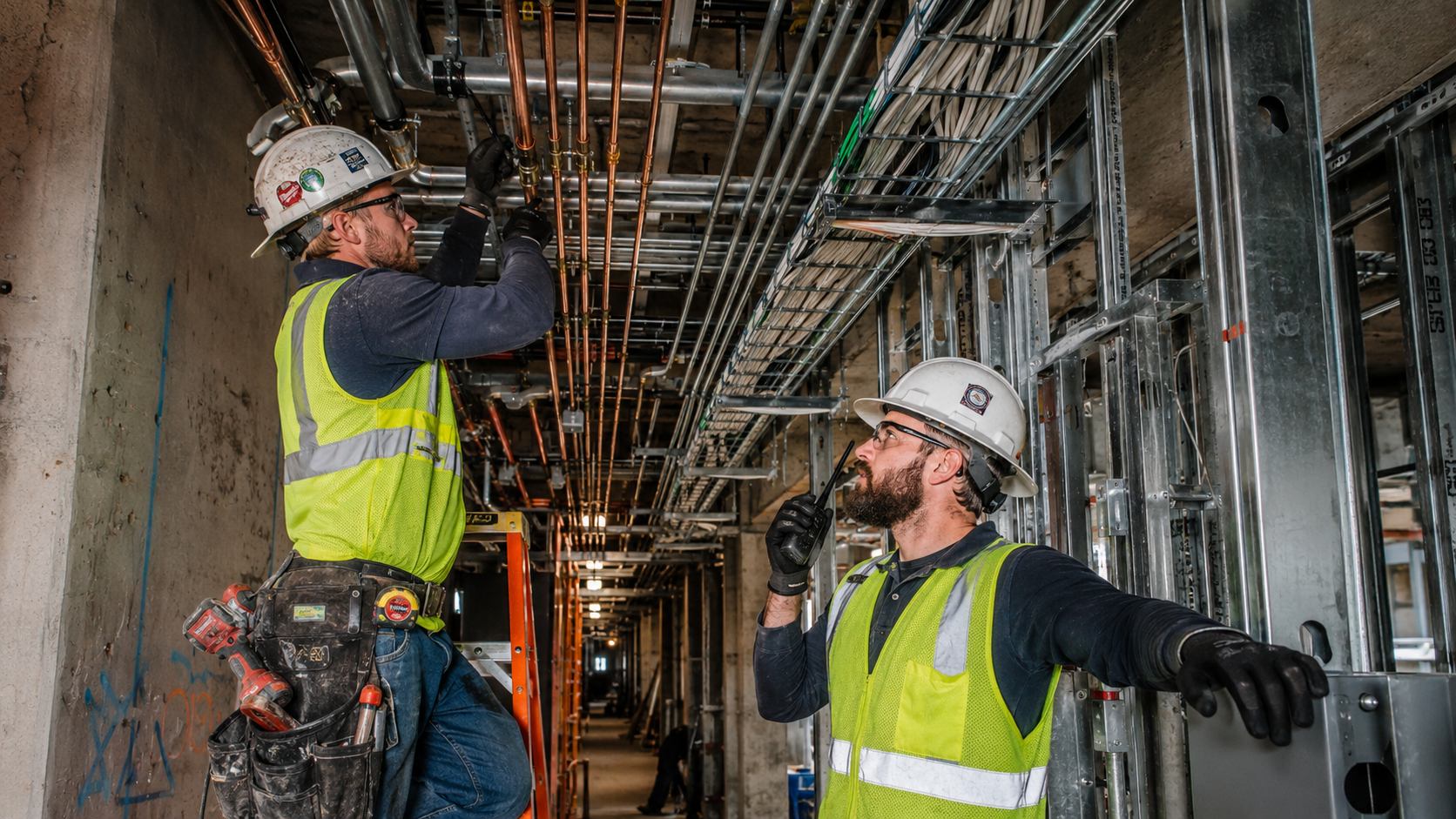 Plumbing and Electrical Coordination: Compact Radios for Tight Construction Spaces