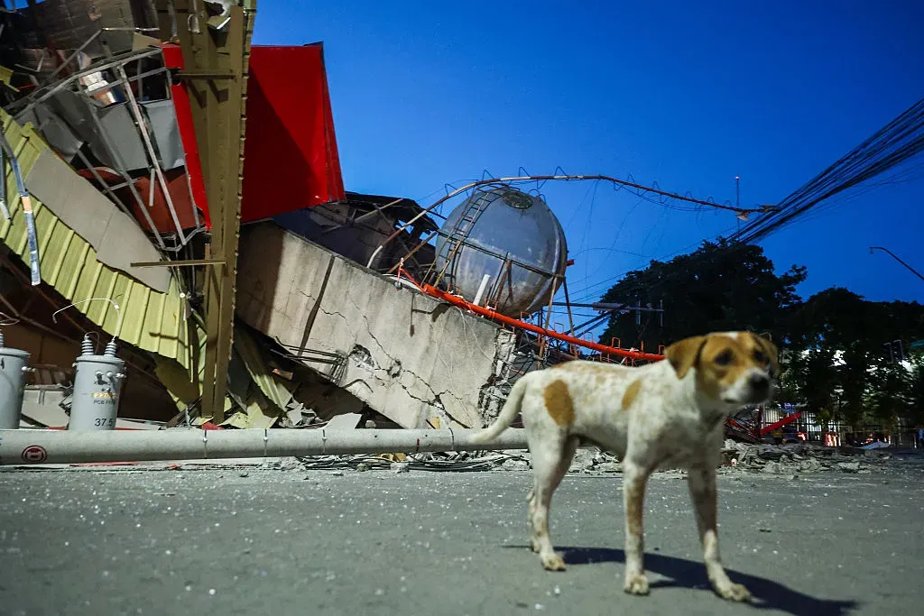 Earthquake damage scene