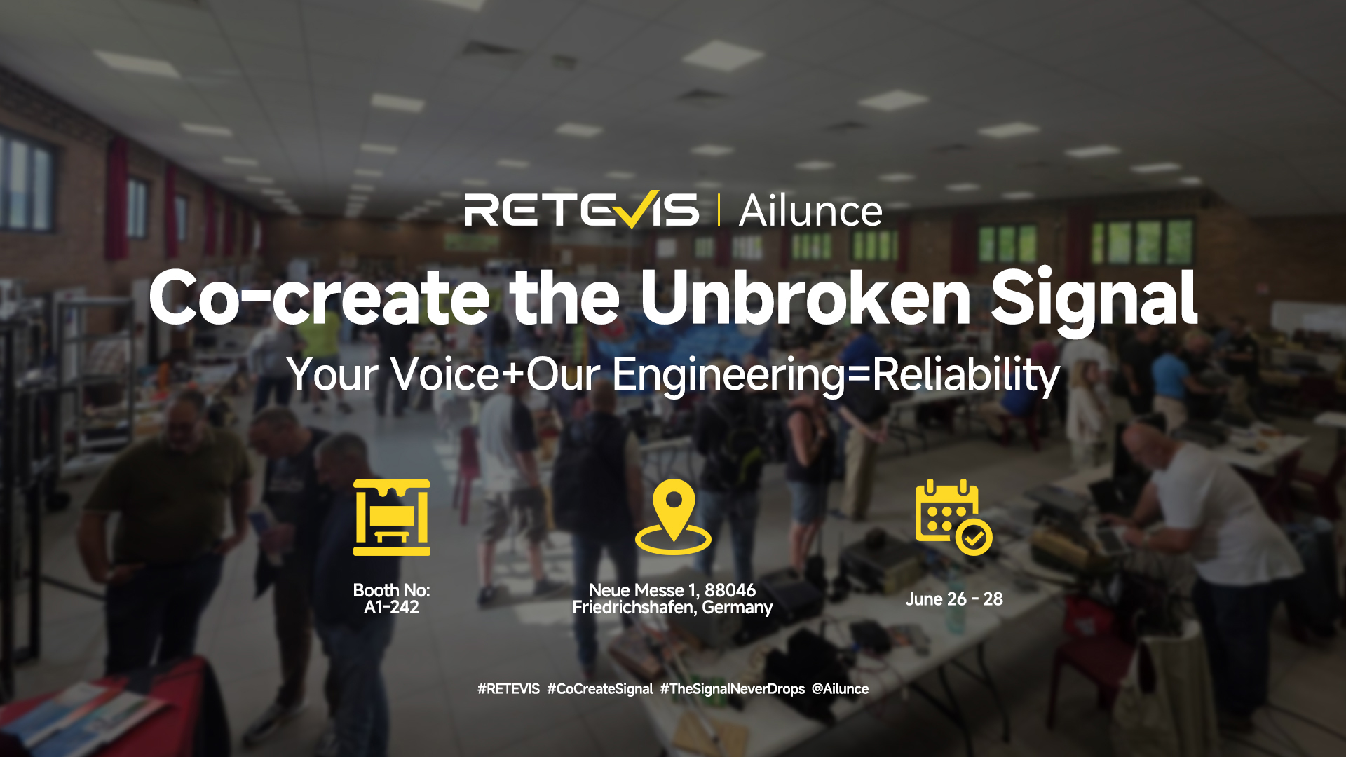 Retevis Ailunce brand banner with tagline Your Voice Plus Our Engineering Equals Reliability