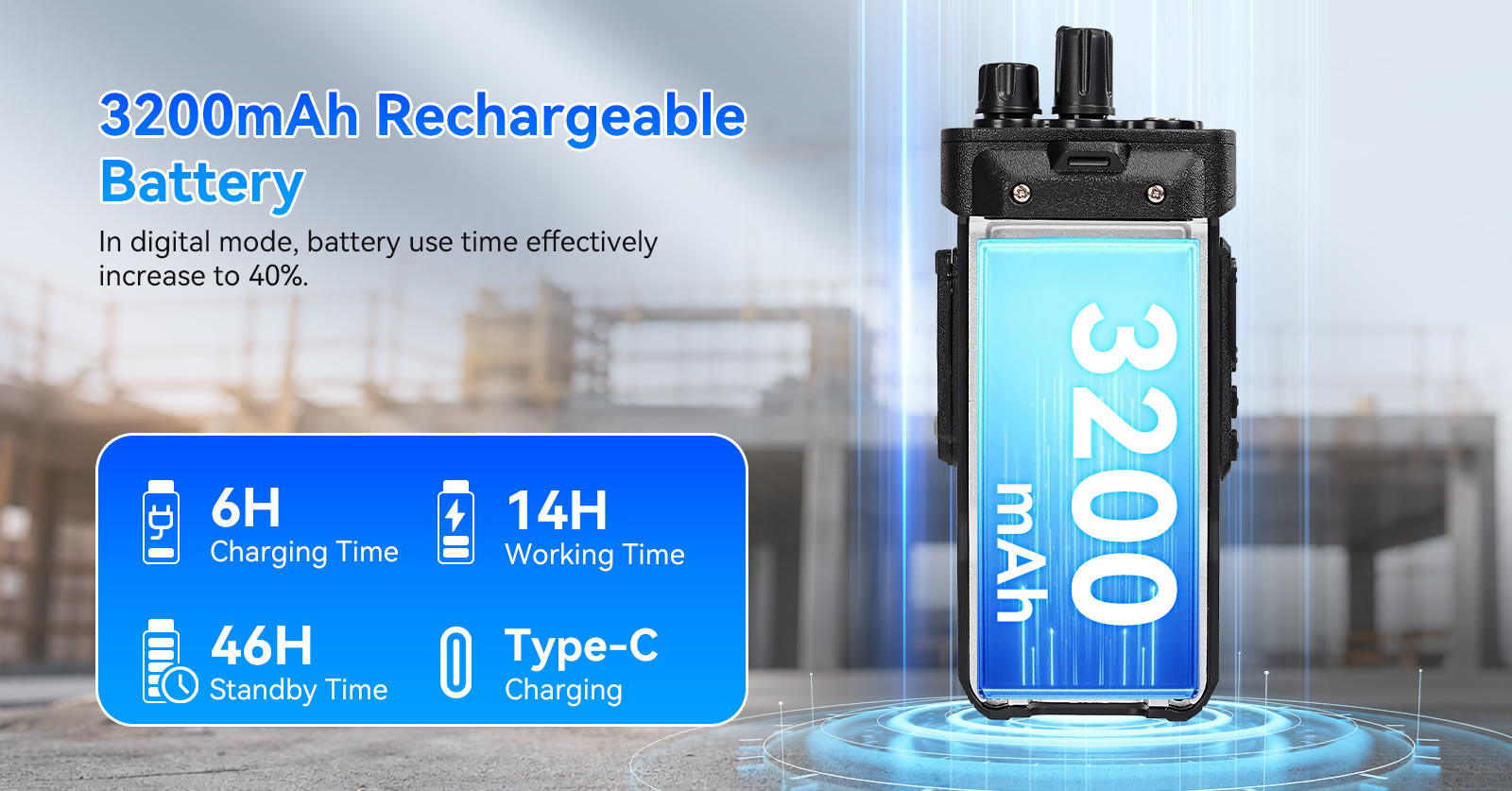 Retevis RT29D 3200mAh long lasting rechargeable battery