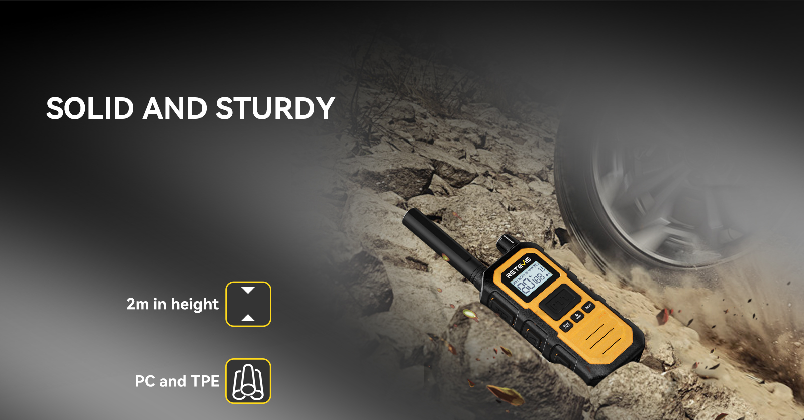 RB448 Plus rugged two-way radio with reinforced body for rough outdoor use