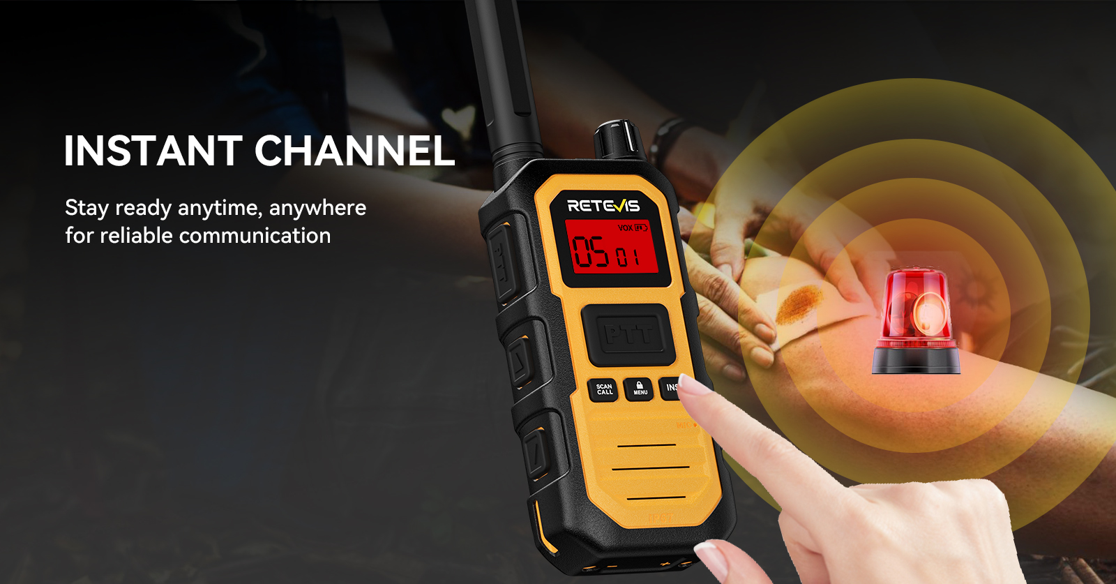 Retevis RB448 Plus instant channel function for quick emergency communication