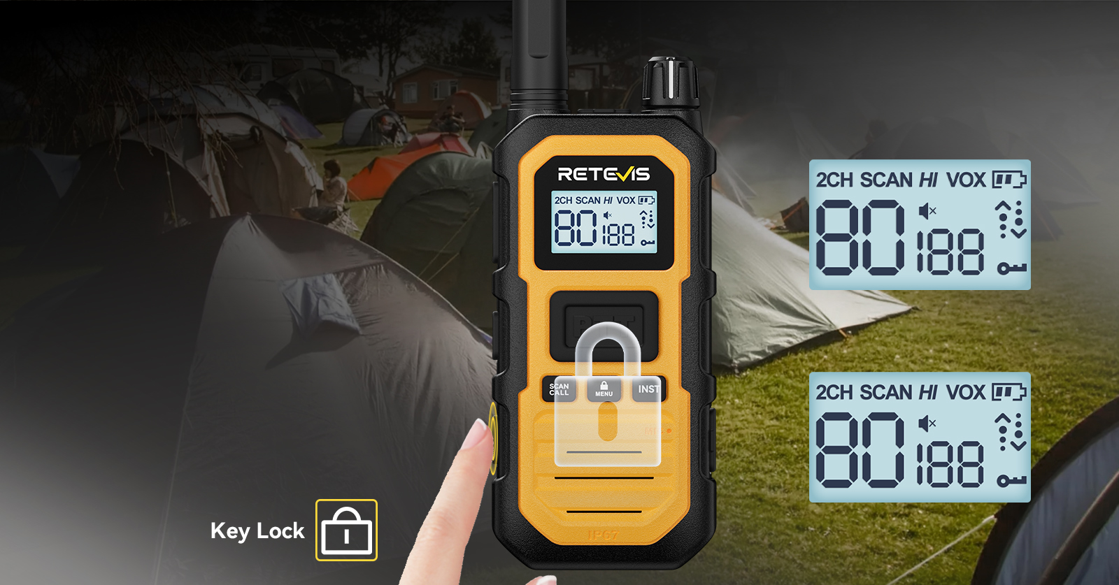 Retevis RB448 Plus key lock function to prevent accidental operation