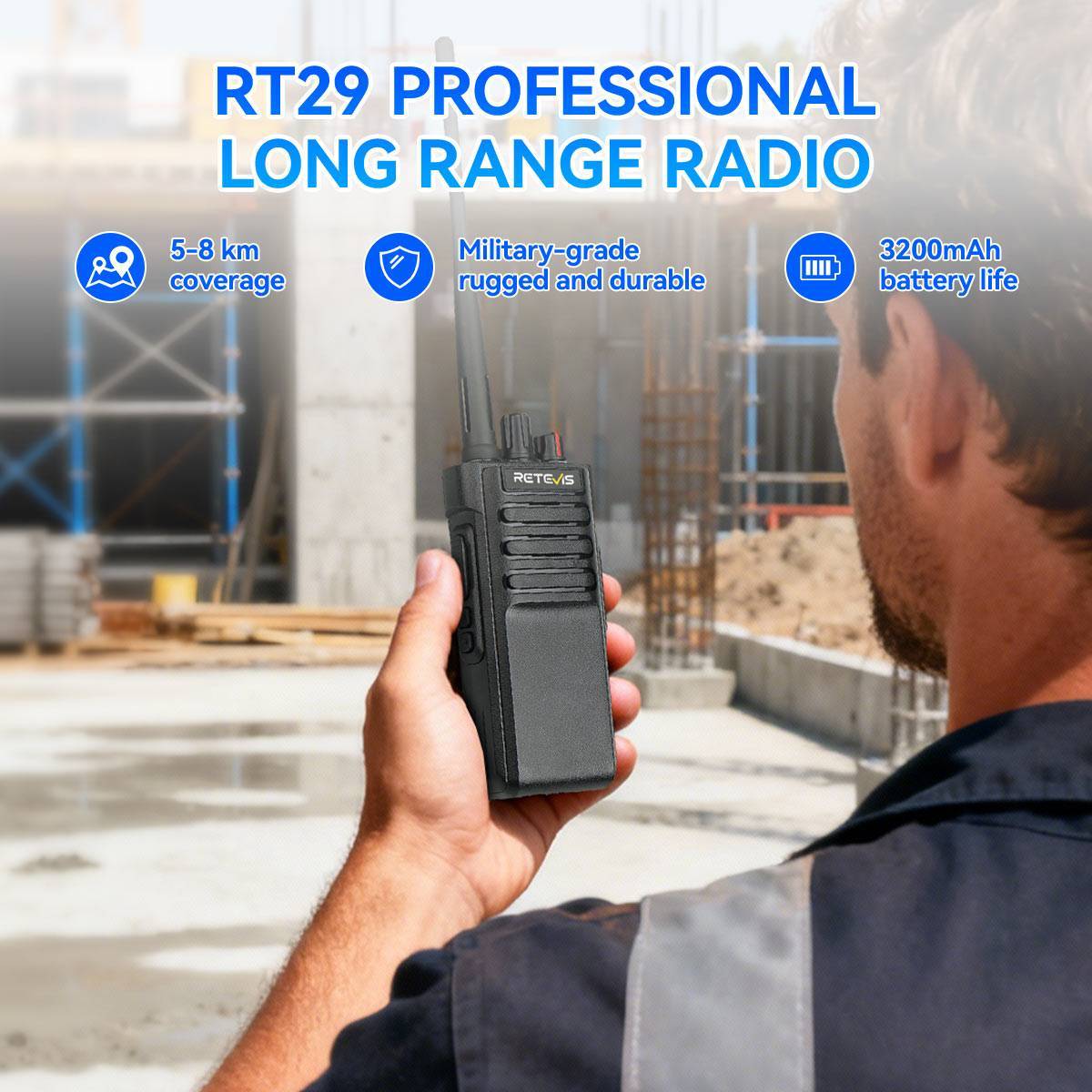 Retevis RT29 rugged long range two way radio