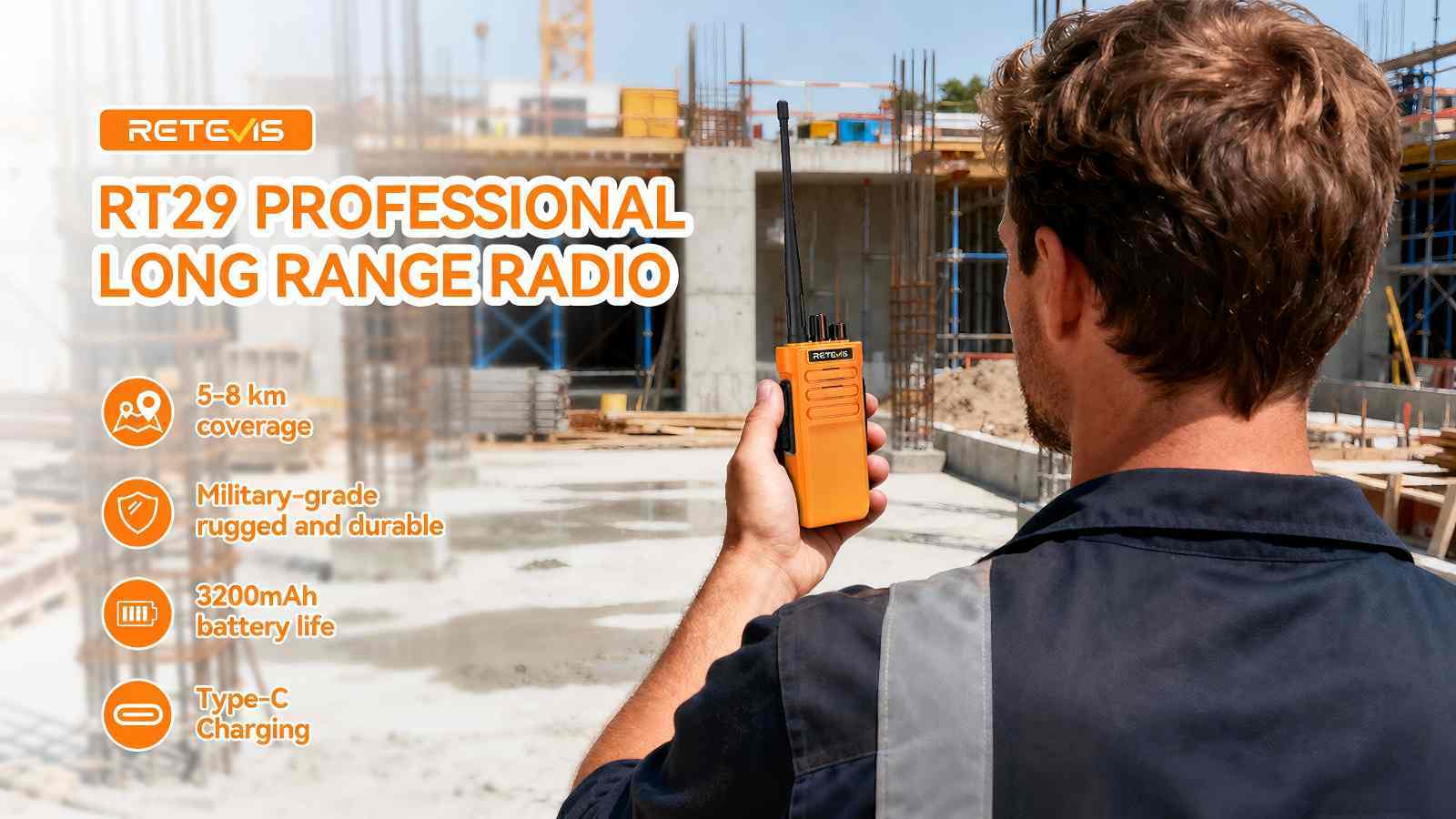 Retevis RT29 rugged long range two way radio