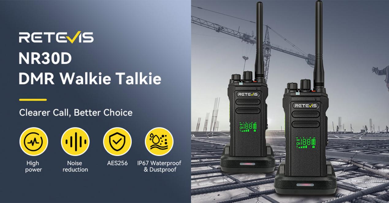 Retevis NR30D DMR digital two way radio, IP67 waterproof construction walkie talkie for building sites
