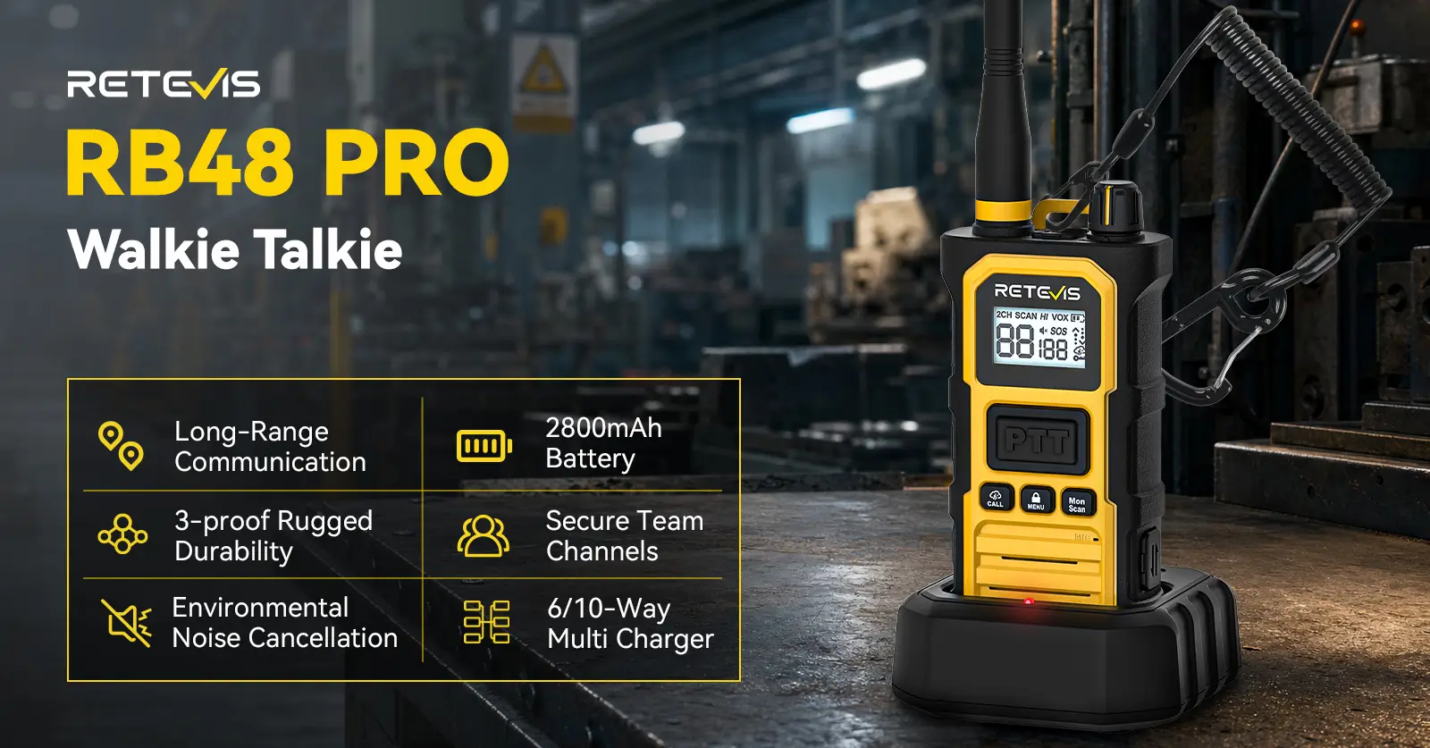 RB48PRO long range 3-proof Walkie Talkie