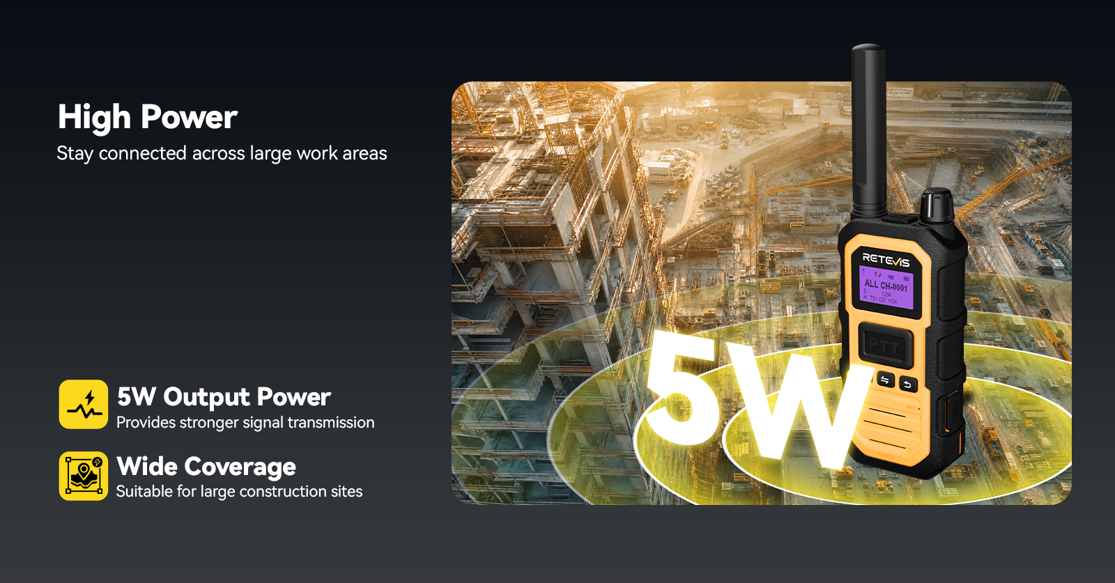 5w output power for large work area
