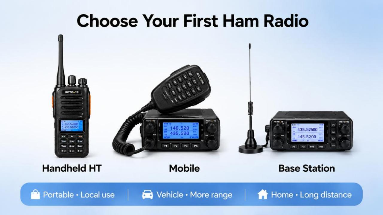 Handheld radio, mobile radio and base station