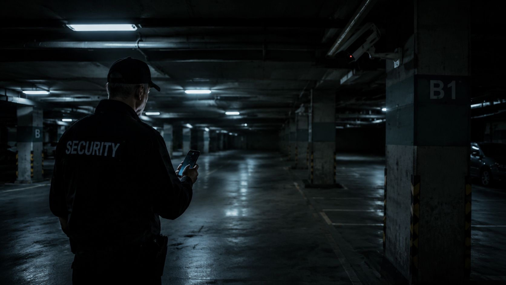 Dead zones create blind spots in underground garage