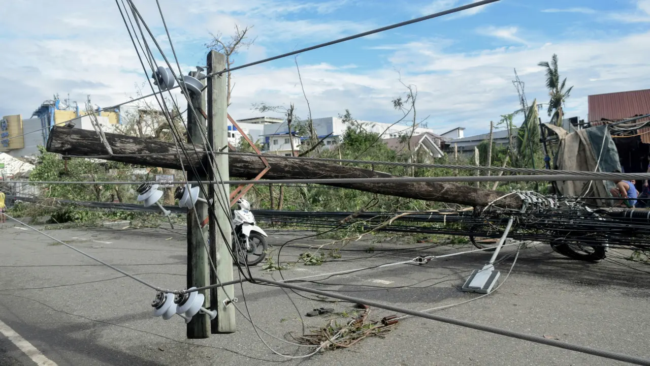 Power grid infrastructure damaged following the typhoon.