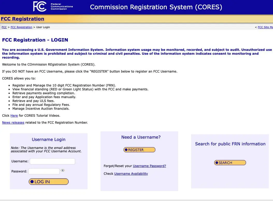 Commission Registration System (CORES)