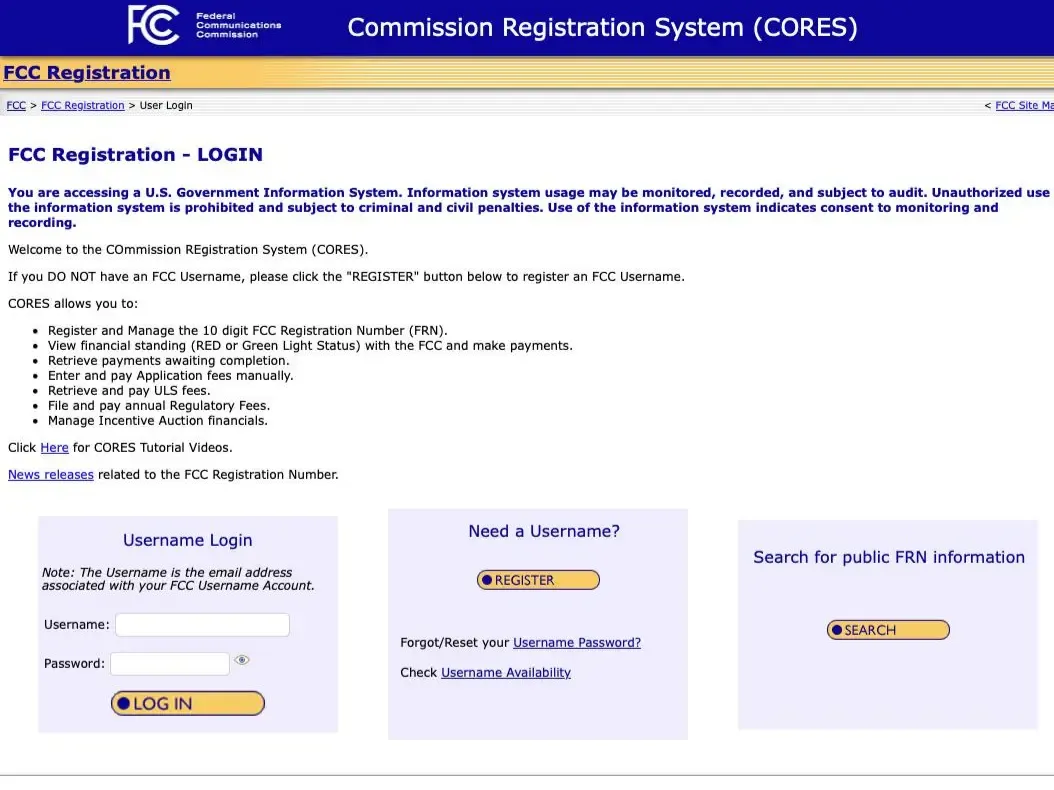 Commission Registration System (CORES)