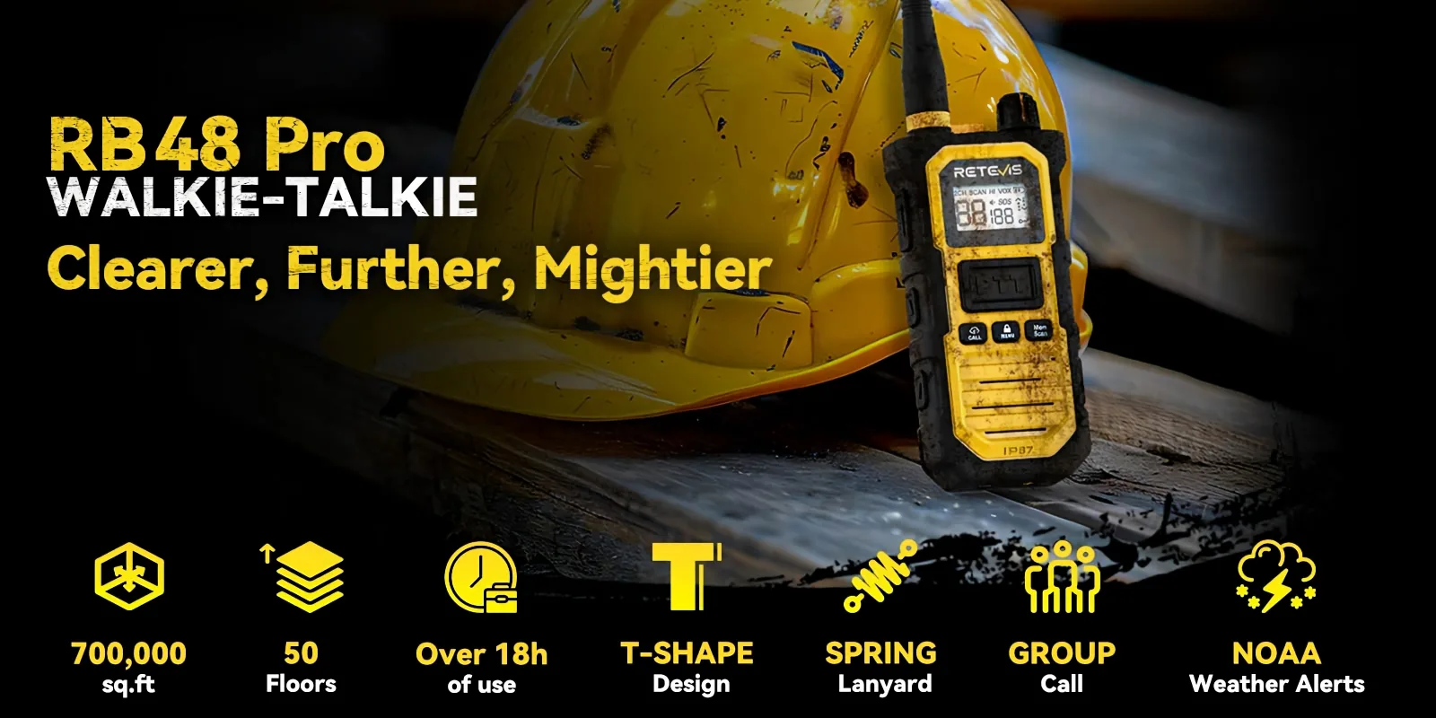 RB48 Pro rugged walkie talkie for security & communication warehouse applications