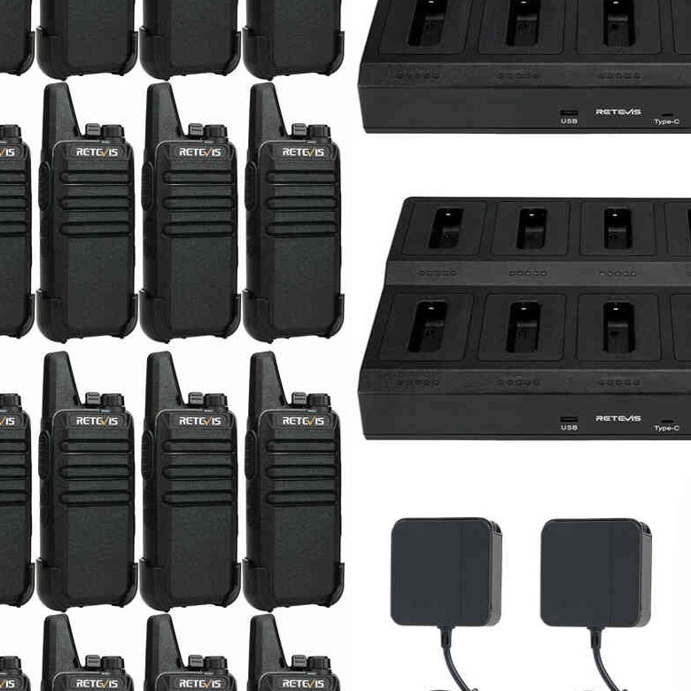 Retevis RT622 PMR446 Radio 20 Packs with 2 10-Way Chargers | License-Free | Lightweight | Long Battery Life | Clear Sound | VOX Hands-Free