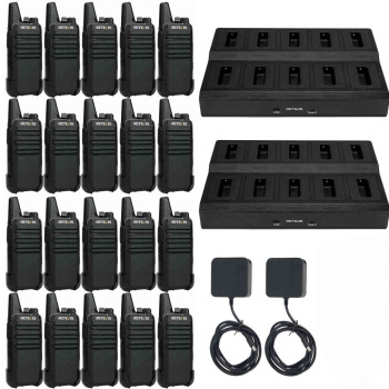 Retevis RT622 PMR446 Radio 20 Packs with 2 10-Way Chargers | License-Free | Lightweight | Long Battery Life | Clear Sound | VOX Hands-Free