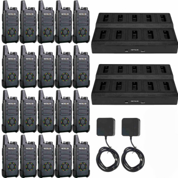 Retevis RT22S FRS Radio 20 Packs with 2 Ten-Way Chargers | License-Free | USB-C Charging | 1000mAh Battery | Channel Display | Lightweight | VOX