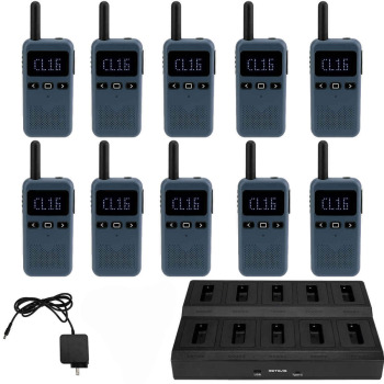 Retevis RB19 FRS Radio 10 Packs with 10-Way Charger | License-Free | Compact Design | Long Battery Life | Type-C Charging | Matrix Display
