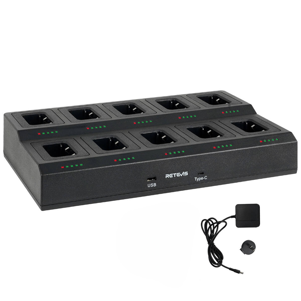 10 Way Multi Unit Rapid Gang Charger for Retevis RT68 RT68B NR10 RT668 NR610 RB669 