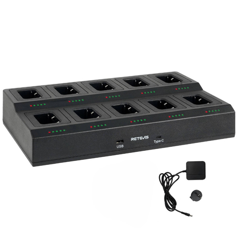 10 Way Multi Unit Rapid Gang Charger for Retevis RT68 RT68B NR10 RT668 NR610 RB669 