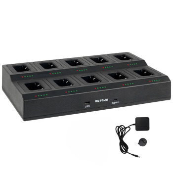 10 Way Multi Unit Rapid Gang Charger for Retevis RT68 RT68B NR10 RT668 NR610 RB669 