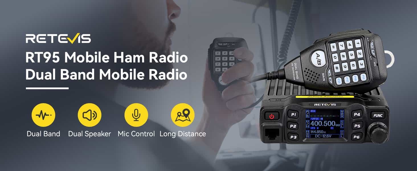 Retevis RT95 Mobile Ham Dual Band Mobile Radio