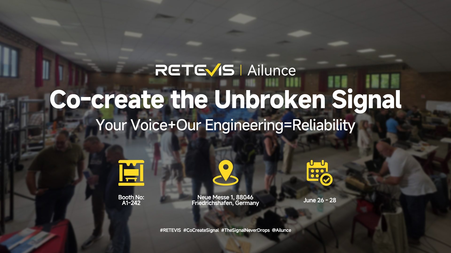 Retevis Ailunce brand banner with tagline Your Voice Plus Our Engineering Equals Reliability