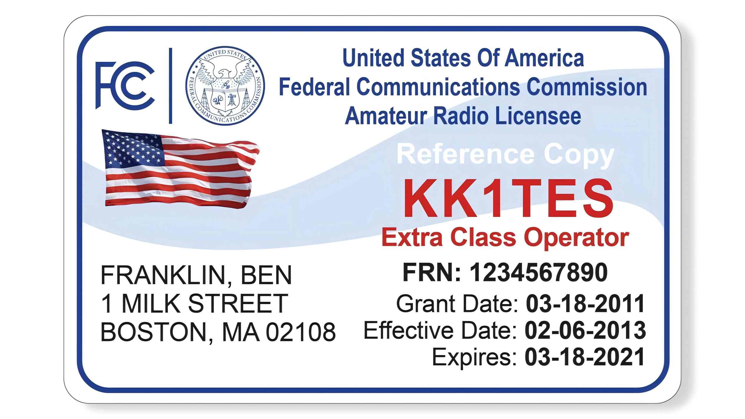 United States Of AmericaFederal Communications Commission Amateur Radio Licensee