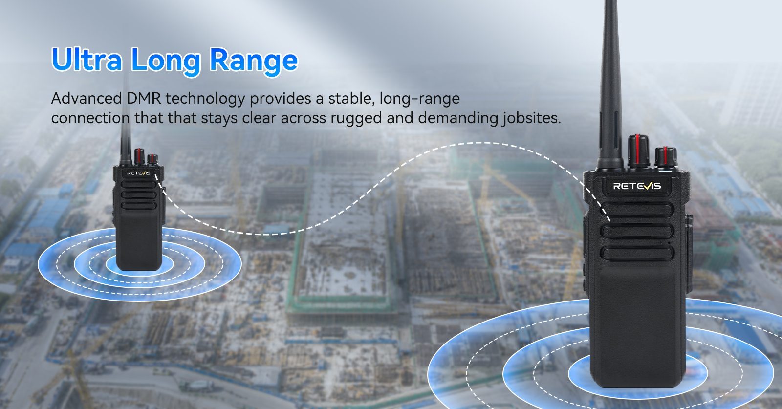 RT29D high power DMR two way radio providing long range communication for large worksites