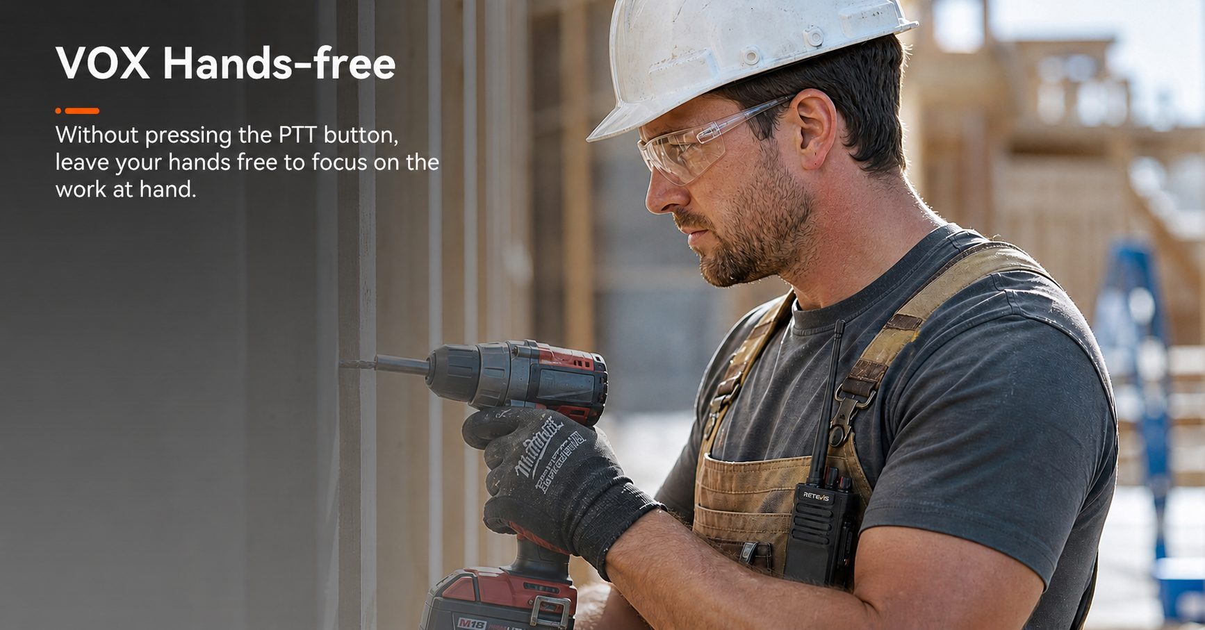 RT29D two way radio with VOX hands free communication for safer operation