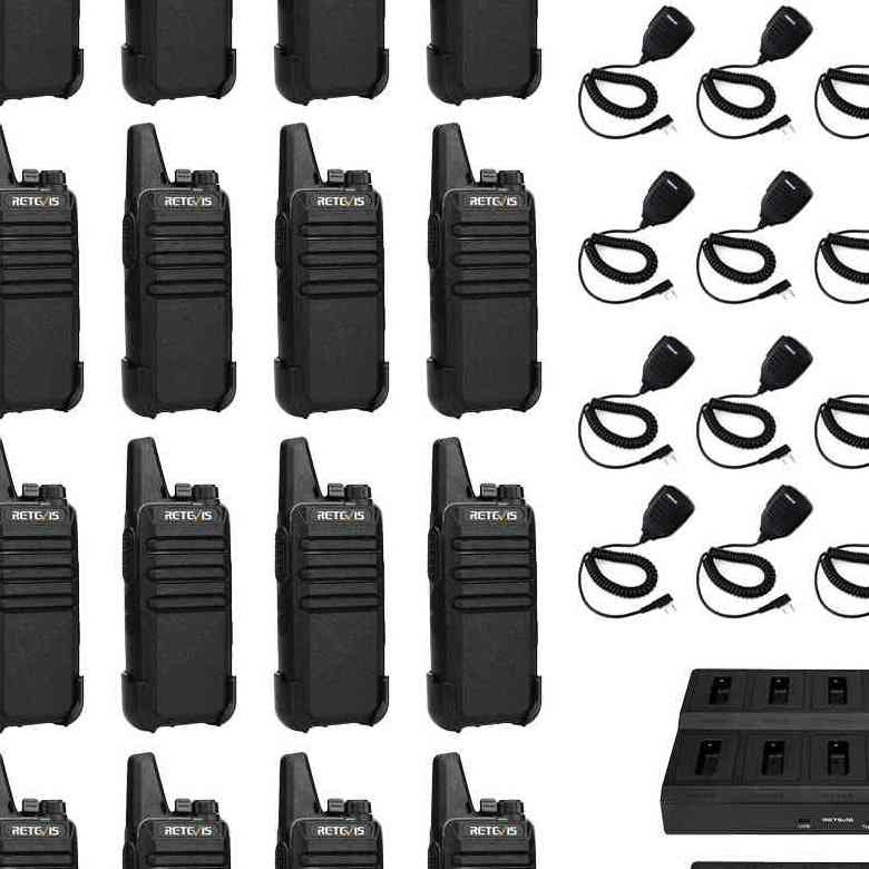 Retevis RT22 FRS Radio (Multi Bank Charger Kit with Speaker Mic) | License-Free | USB-C Charging | Long Battery Life | Lightweight | VOX