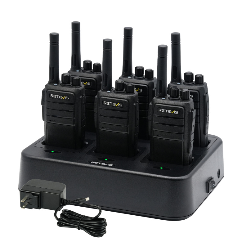Retevis RT21 FRS Business Radio 6 Packs with 6-way Charger  | License-Free | 1100mAh Battery | Rugged Construction | Emergency Alarm