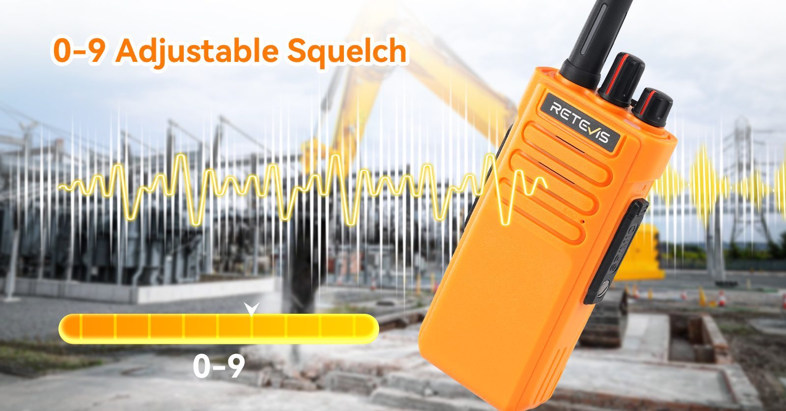Retevis RT29 walkie talkie with 0-9 adjustable squelch for clearer audio in noisy environments