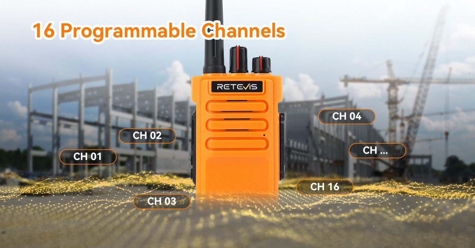 Retevis RT29 two way radio with 16 programmable channels for flexible team communication