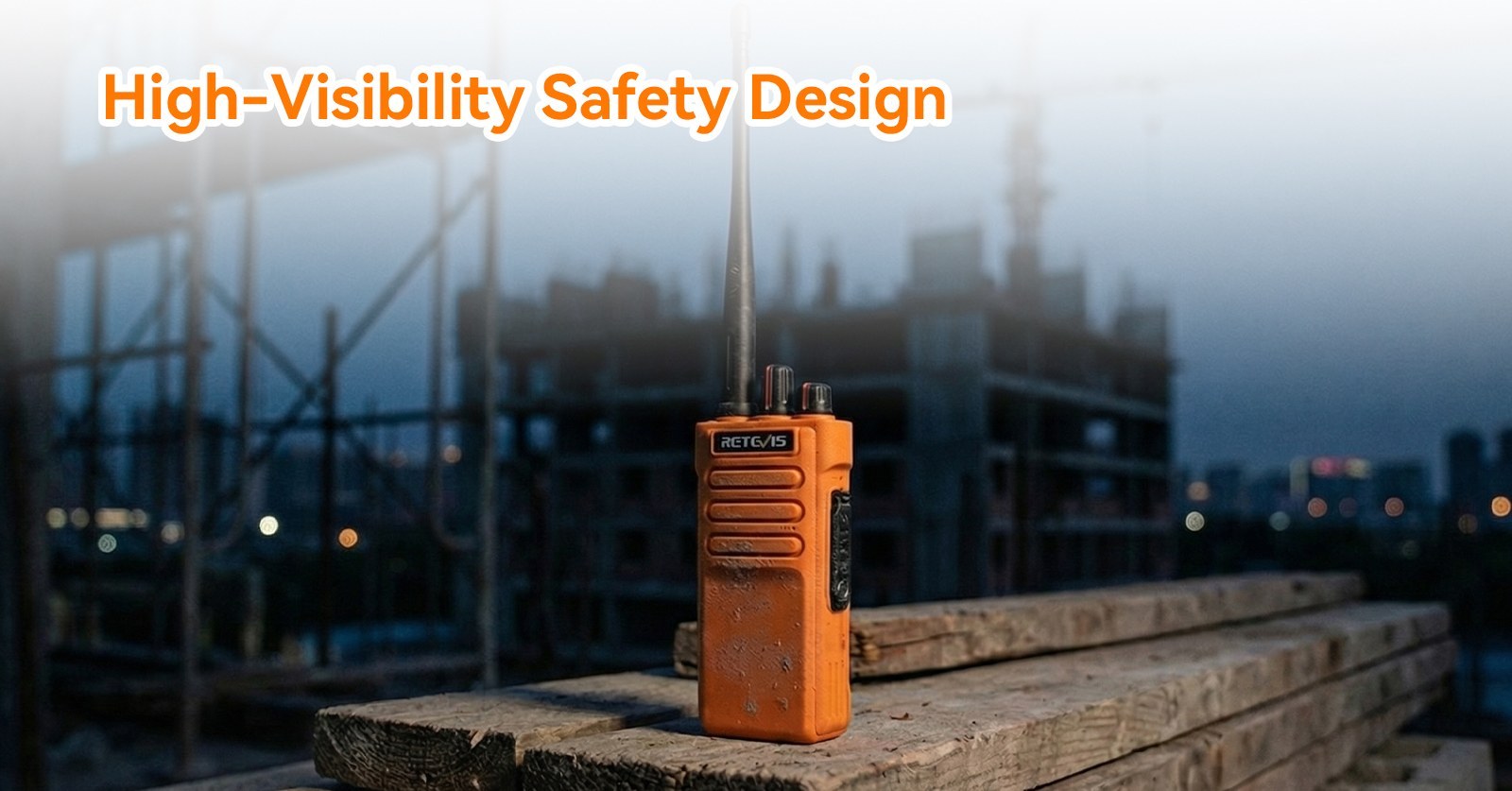 Retevis RT29 high-visibility orange walkie talkie for safer communication on construction sites