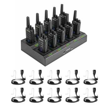 Retevis RT68H FRS Radio 10 Packs with Earpieces and 10-Way Charger | License-Free | Compact Design | 1200mAh Battery | Rugged Construction