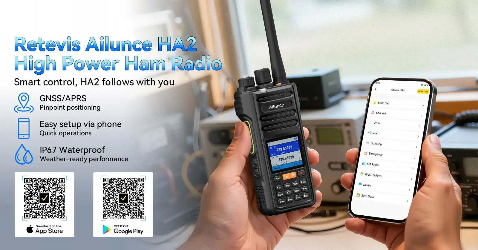 Retevis Ailunce HA2 High Power Ham Radio Easy Setup Via Phone