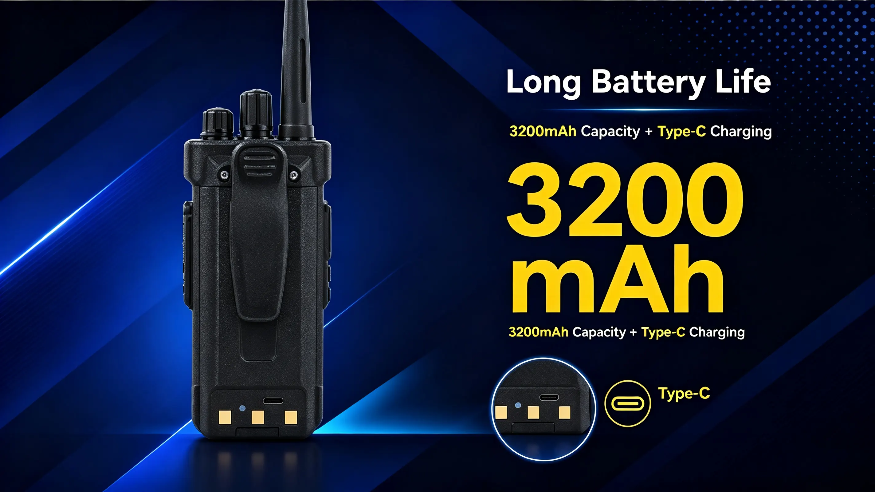 Retevis RT29 commercial walkie talkie with 3200mAh long battery life and Type-C charging