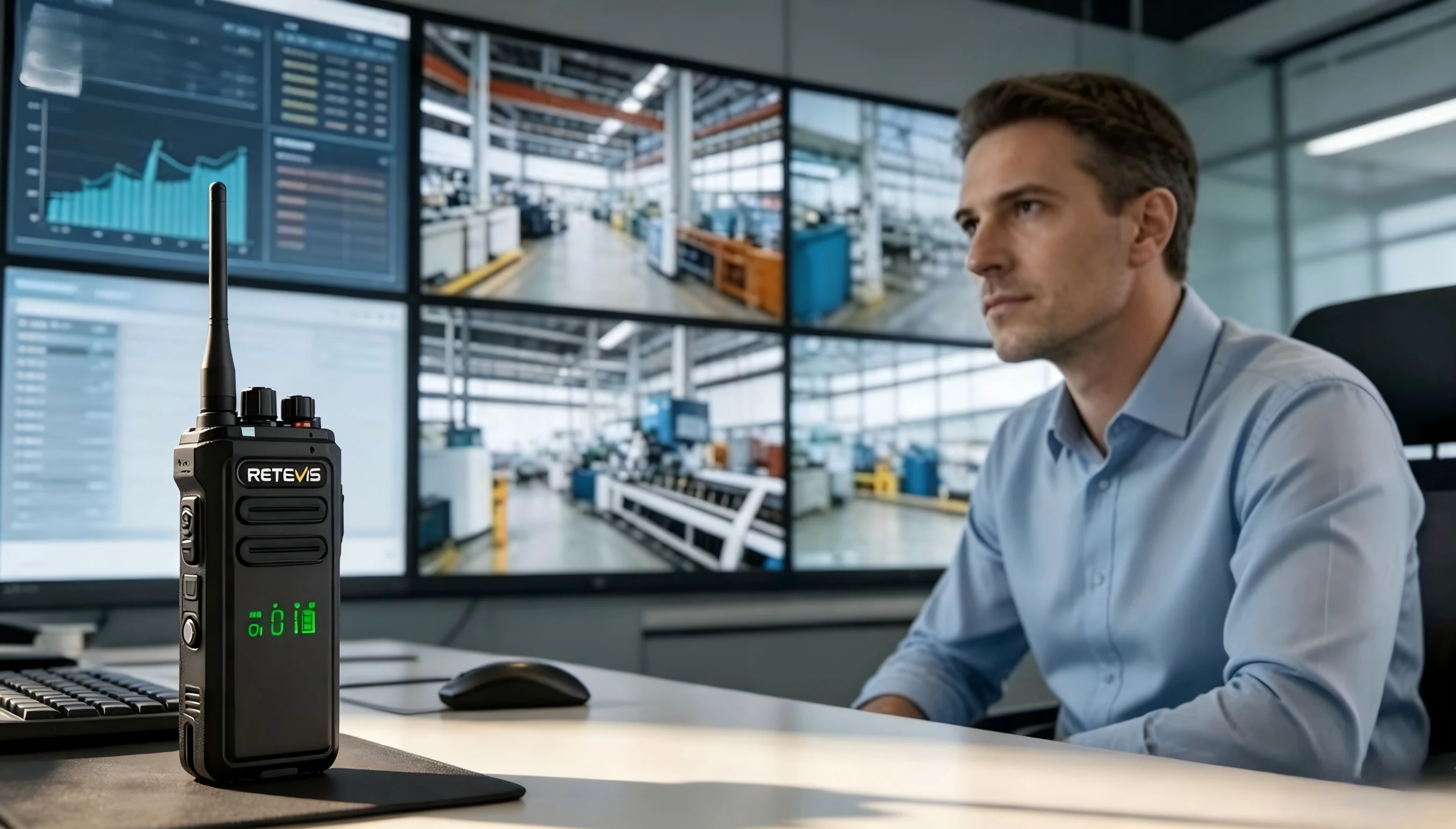 Retevis NR30D DMR two way radio for business communication in factory control room