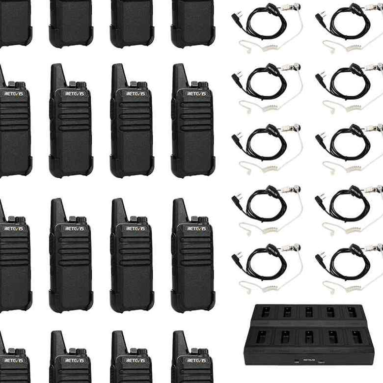 Retevis RT22 FRS Radio Multi Bank Charger Kit with Earpiece | License-Free | USB-C Charging | 1000mAh Battery | Lightweight | VOX